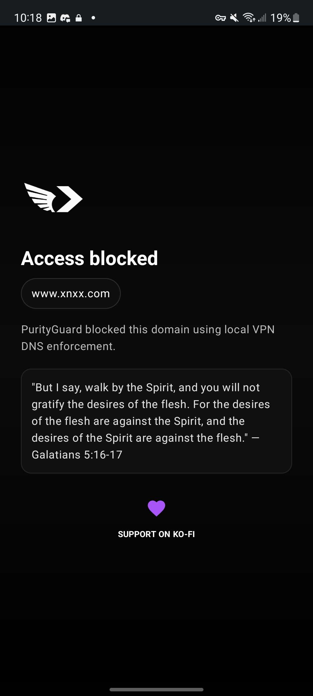 PurityGuard blocked page